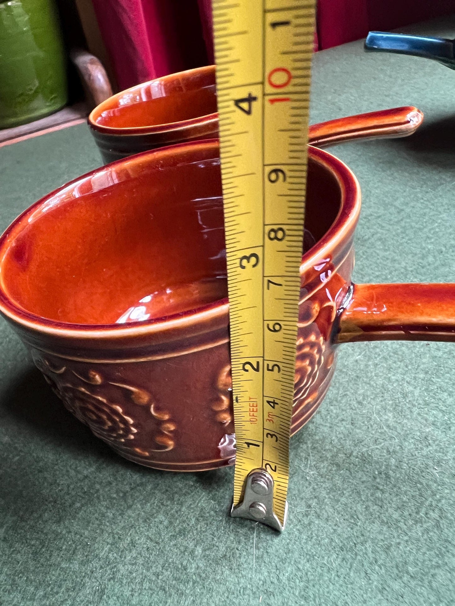Vintage soup mugs Ceramic handled stew bowls 2 pairs Stamped TAMS.