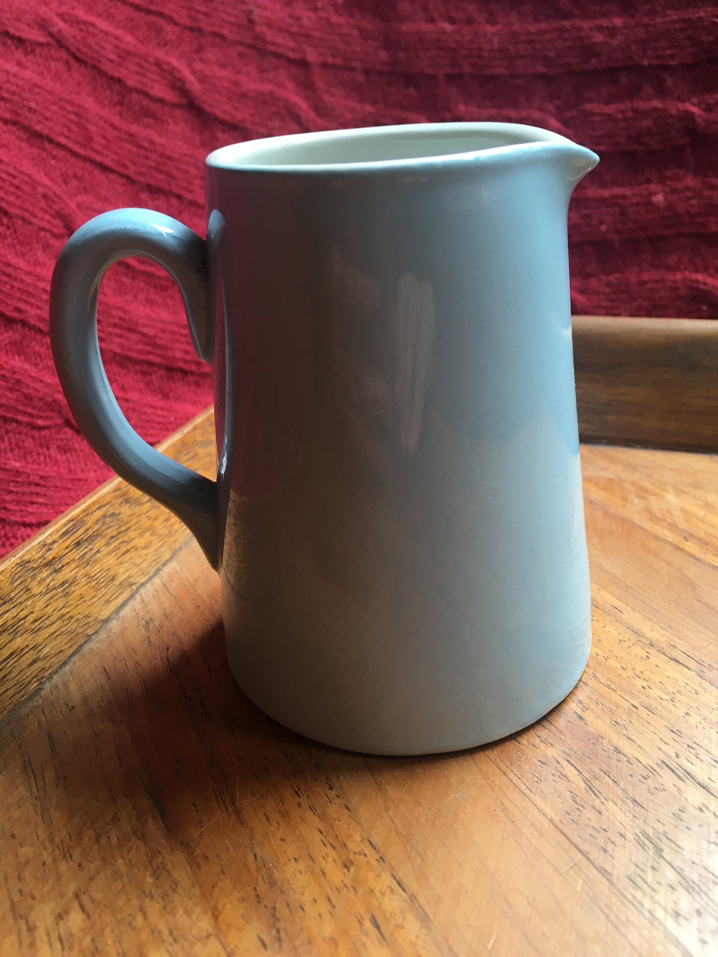 Pale blue milk jug creamer. Hotel ware Rocklite Dunn Bennet and Co.