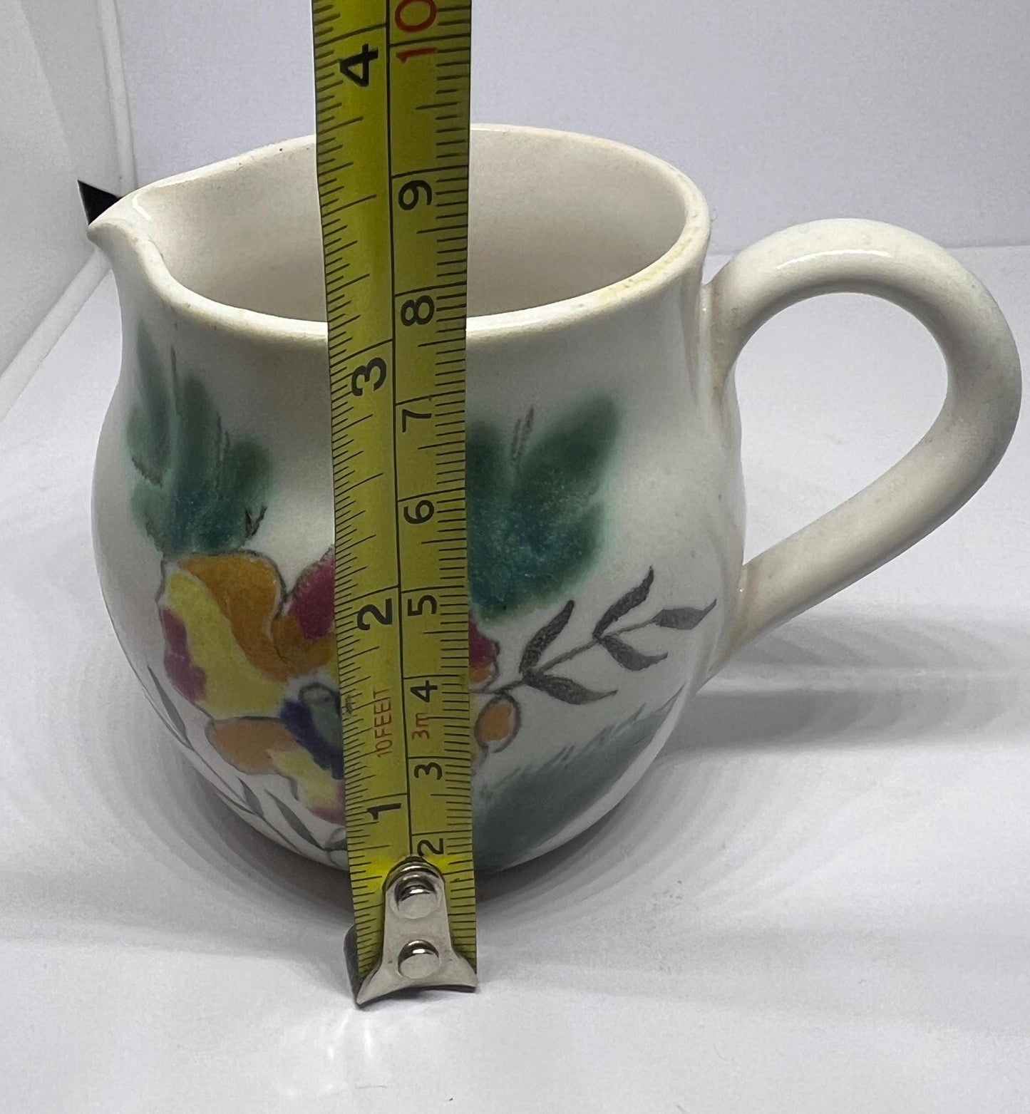 Vintage milk jug Stoneware creamer. Stamped Buchan Scotland Summertime M1238