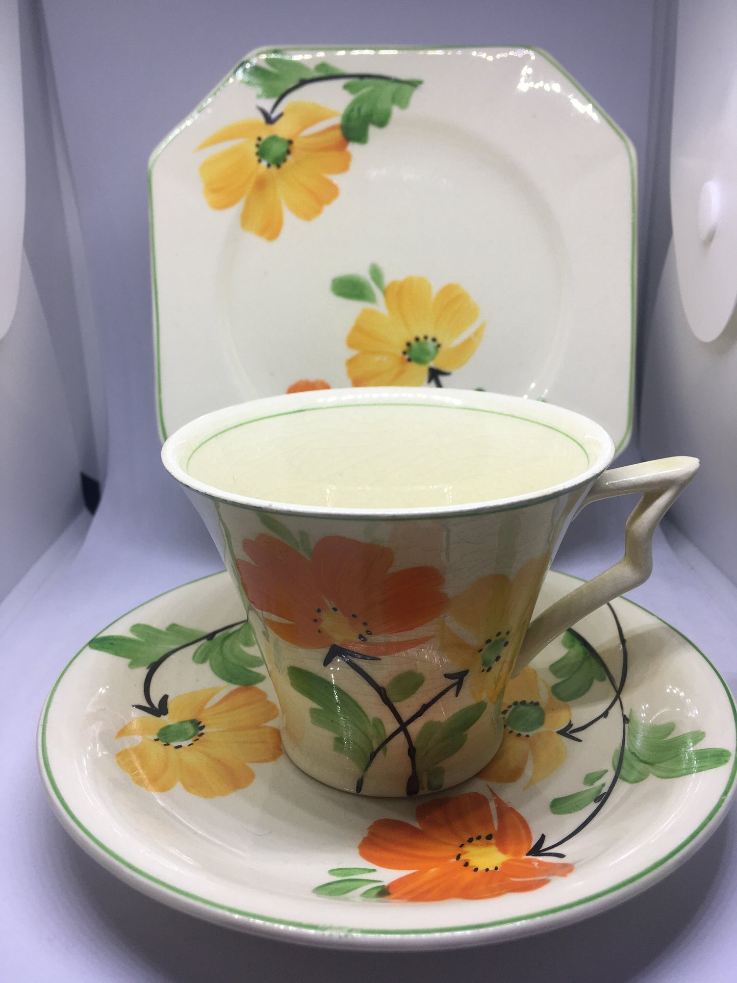 Teacup saucer plate set. Midwinter Burslem porcelain.