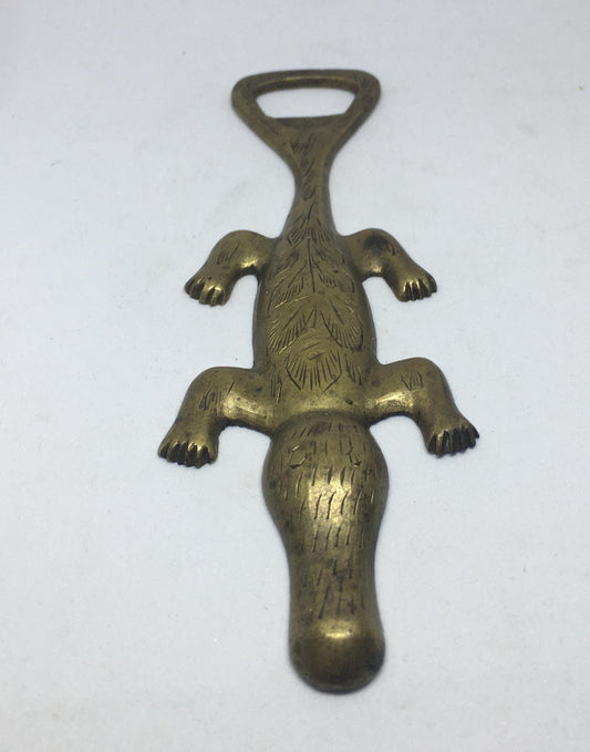 Brass platypus bottle opener.