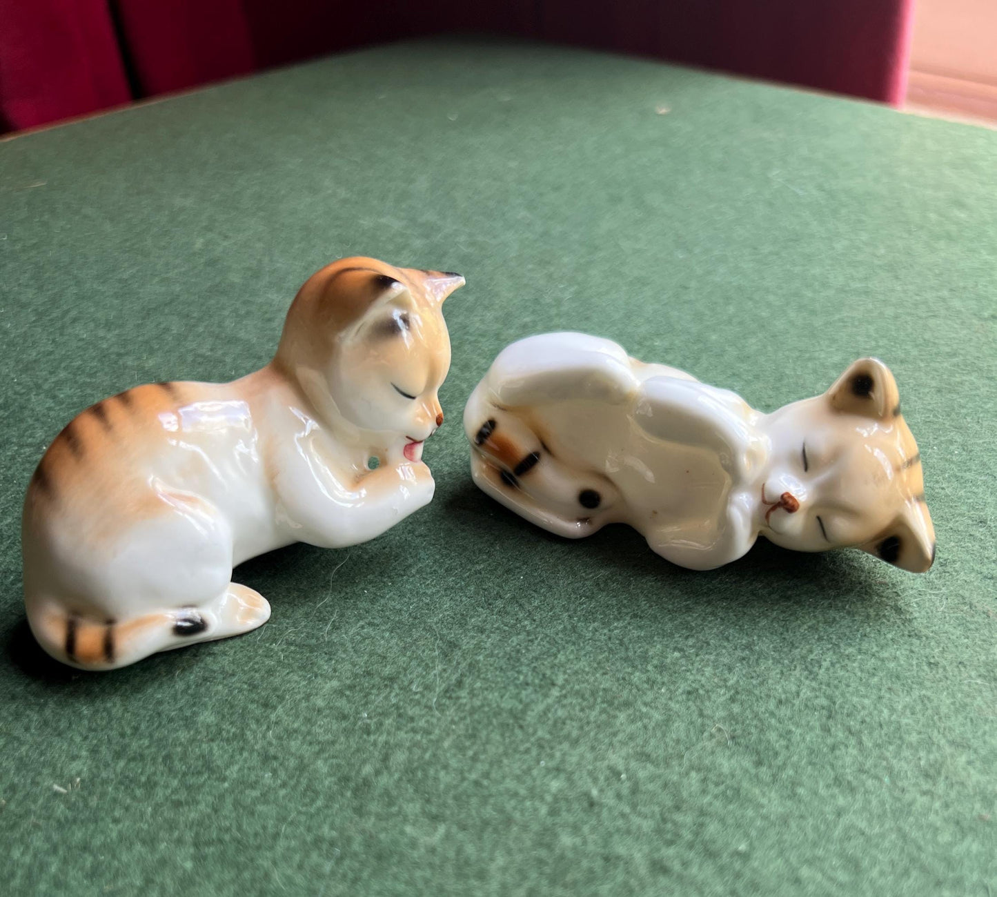 Pair of tabby cat ornaments.