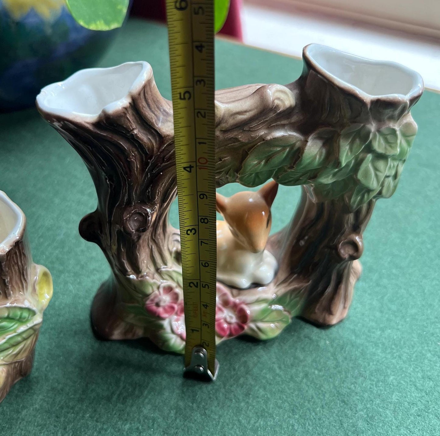 Vintage Hornsea posy vases. Fauna baby rabbit sitting by a tree stump Fauna Royal baby deer sitting by a tree stump.