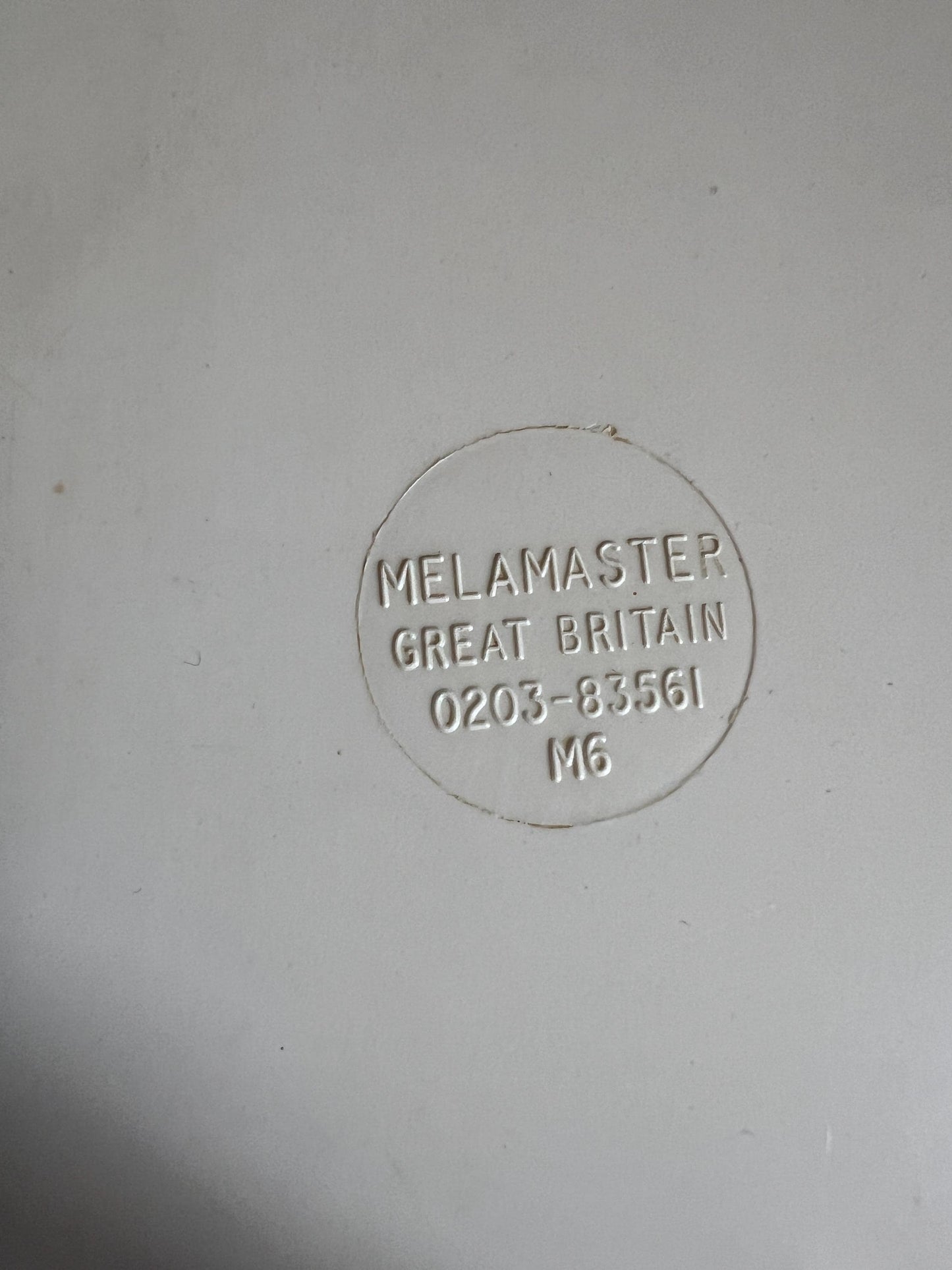 White Melamine key tray with pink yellow flowers. Stamped Melamaster GB.