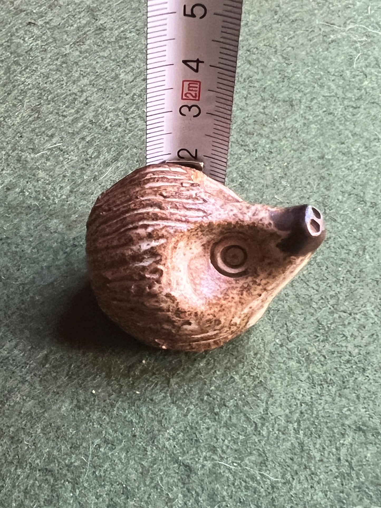 Miniature hedgehog figurine. 1970s Studio pottery hoglet ornament.