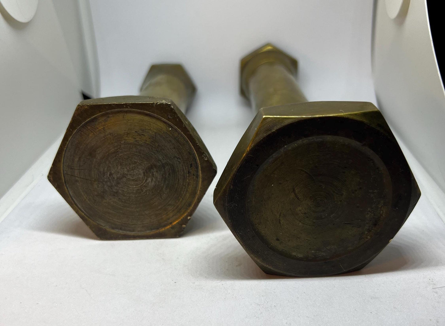 Steampunk style graduated candle holders.