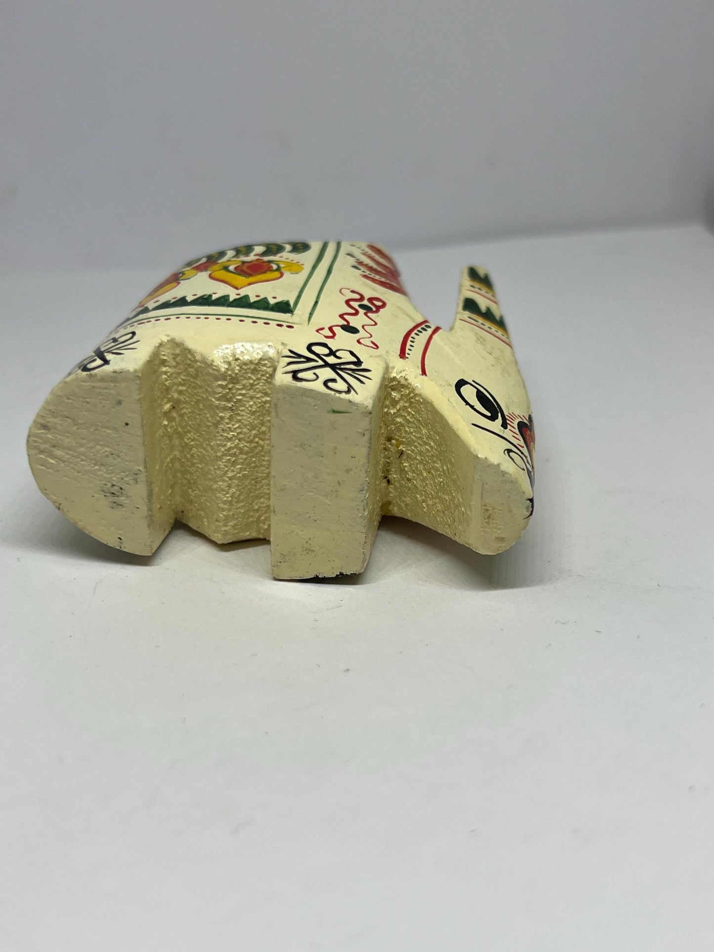 Folk art elephant figurine. Sri Lankan decorative hand painted elephant.